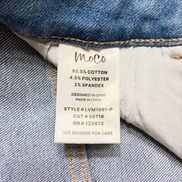 New With Tags MoCo14W Women's High Rise Wide Leg Jeans Raw Hem Tummy Control - Picture 5 of 14